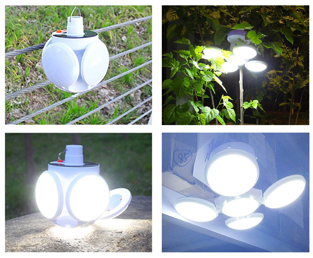 Solcellsdriven LED Lykta – 45 LED, 5 Ljuslägen, IP65 Vattentät, 2400mAh Batteri. fyndonline