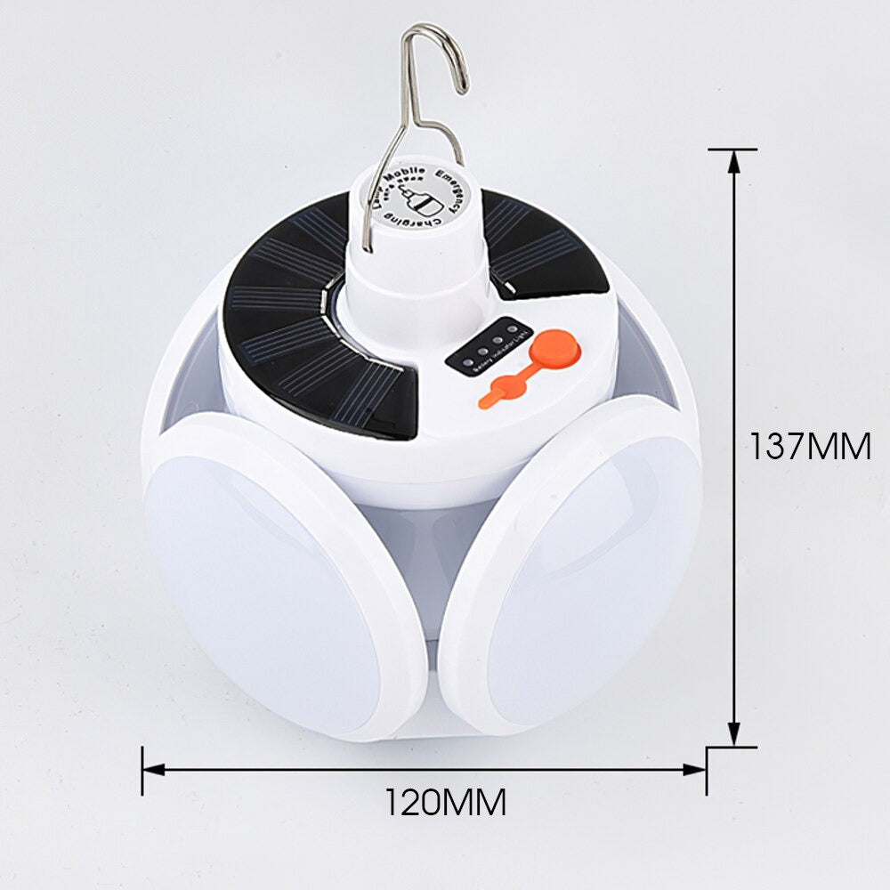 Solcellsdriven LED Lykta – 45 LED, 5 Ljuslägen, IP65 Vattentät, 2400mAh Batteri. fyndonline