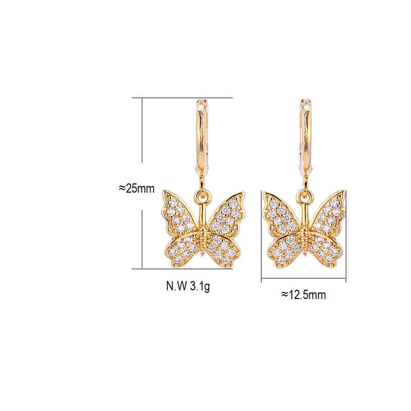 Fashion full diamond butterfly earrings FyndOnline