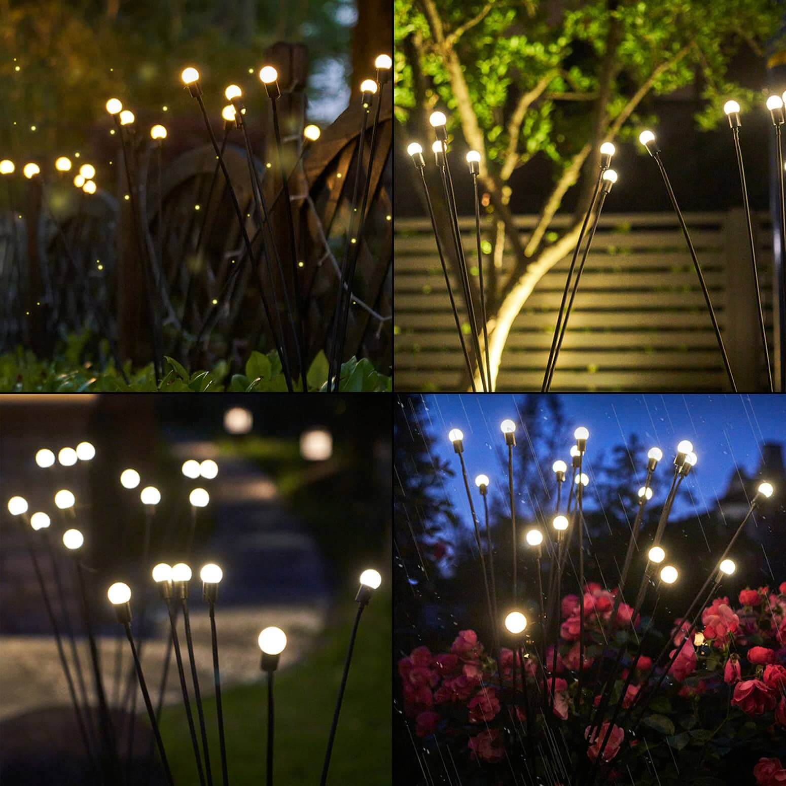 Solcellsdrivna Vajande Firefly Utomhuslampor – 6 LED, IP65 Vattentäta, Flexibla Stjälkar – För Trädgård, Gångväg & Uteplats Fyndonline