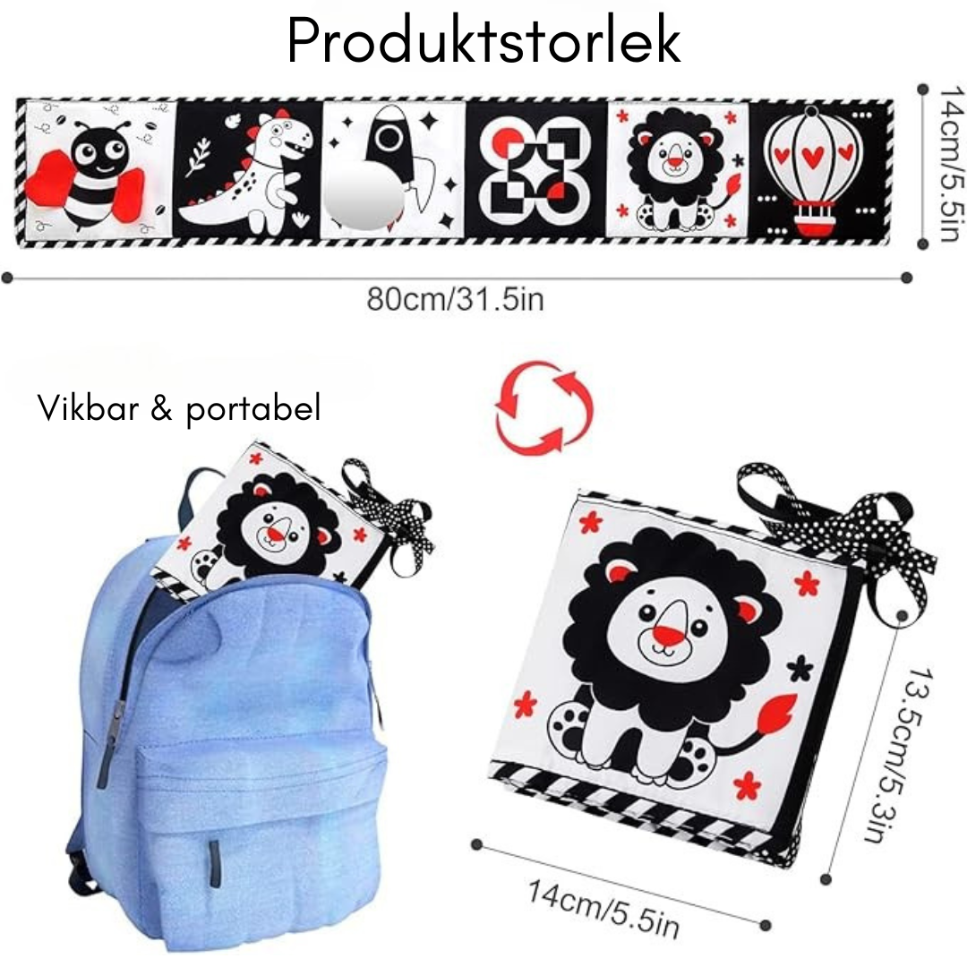 Sensorisk bok för barn – Montessori bok med Spegel, 0-12 månader - FyndOnline
