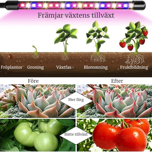 3-armad LED Växtlampa med Fullspektrum och Timer – Flexibel Odlingsbelysning för Inomhusbruk fyndonline