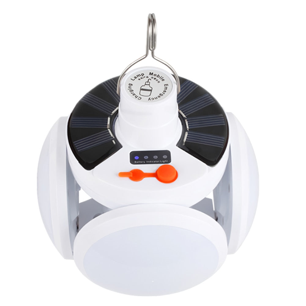 Solcellsdriven LED Lykta – 45 LED, 5 Ljuslägen, IP65 Vattentät, 2400mAh Batteri. fyndonline