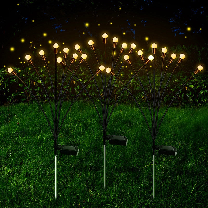 Solcellsdrivna Vajande Firefly Utomhuslampor – 6 LED, IP65 Vattentäta, Flexibla Stjälkar – För Trädgård, Gångväg & Uteplats Fyndonline