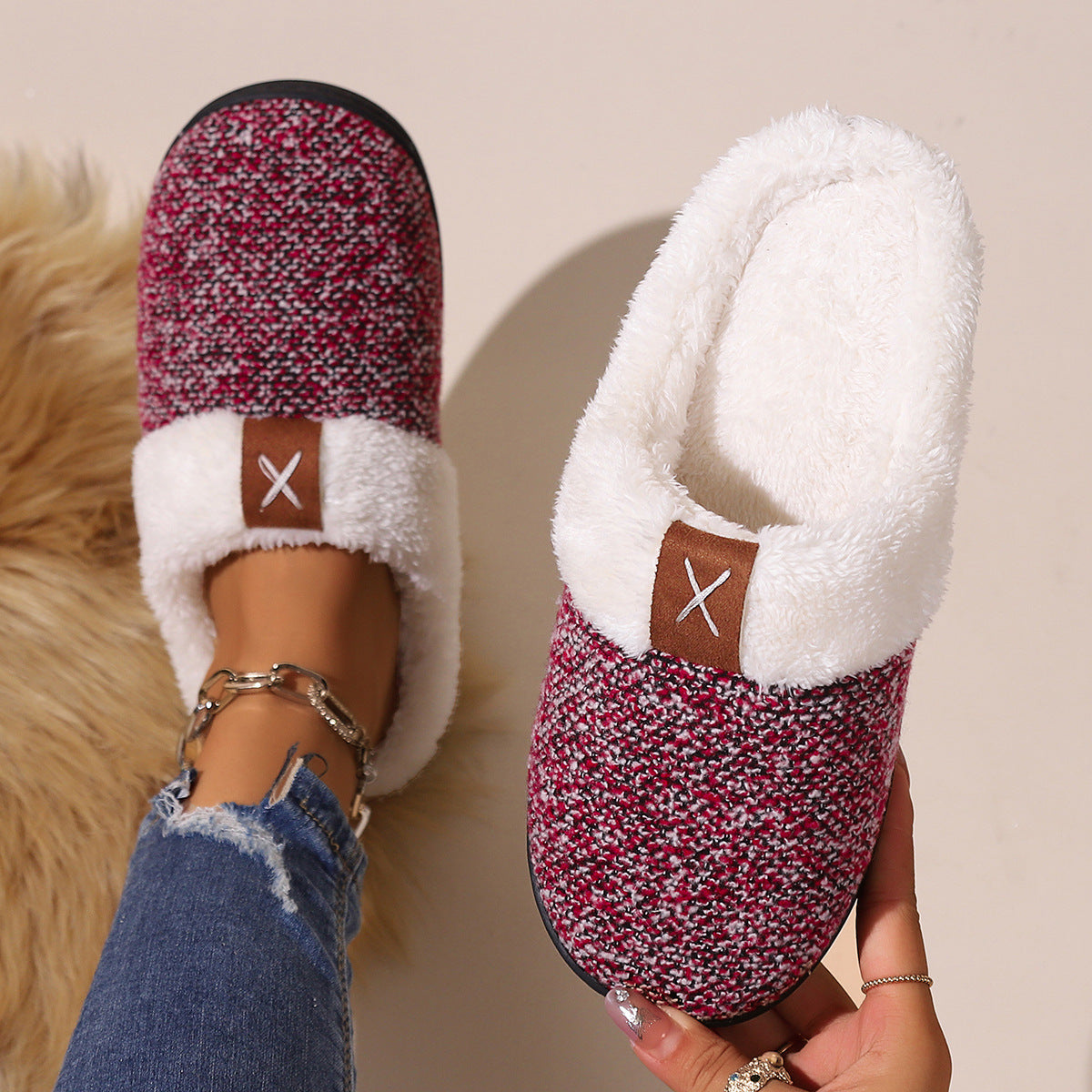 Luxurious plush winter slippers providing ultimate warmth and comfort for cold floors, featuring a soft interior and stylish design.