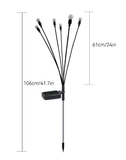 Solcellsdrivna Vajande Firefly Utomhuslampor – 6 LED, IP65 Vattentäta, Flexibla Stjälkar – För Trädgård, Gångväg & Uteplats Fyndonline