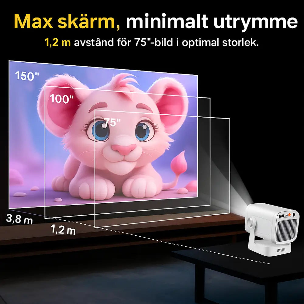 Mini Pro 4 - Bärbar Miniprojektor 4K 1080P Full HD - Projektor