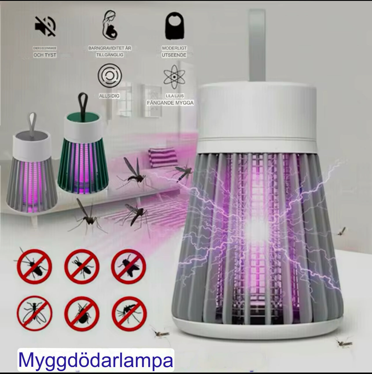 Kompakt kemikaliefri insektslampa för barnsäkert myggskydd