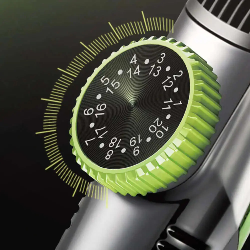 Skäggtrimmer Vacuum Pro justerbar trimningsratt för exakta längdinställningar.