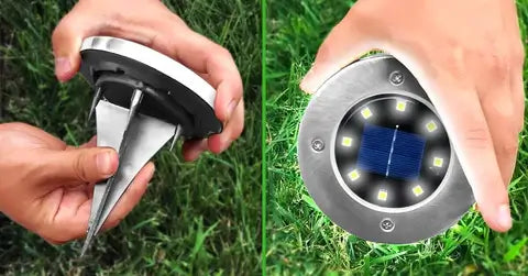 Solcellsdrivna Marklampor – 8 LED-lampor IP65 Vattentäta Rostfritt Stål – För Trädgård Gångväg & Uteplats Fyndonline.se